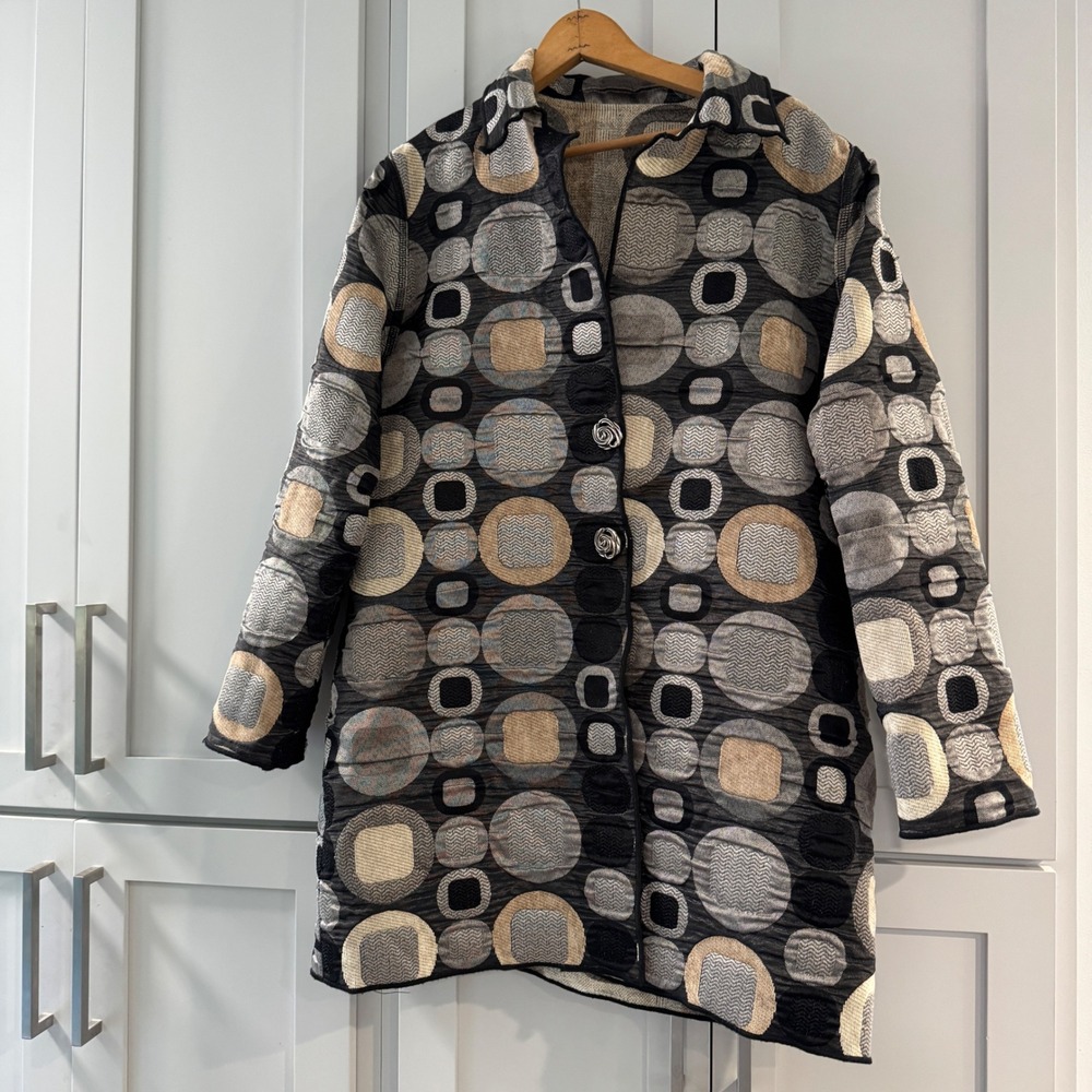 Winding River Reversible Tapestry‎ Coat Jacket Abstract Geometric Art Large